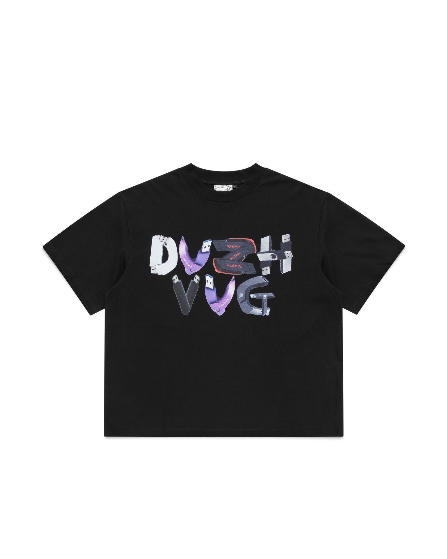 BLACK USB SPELL OUT TEE